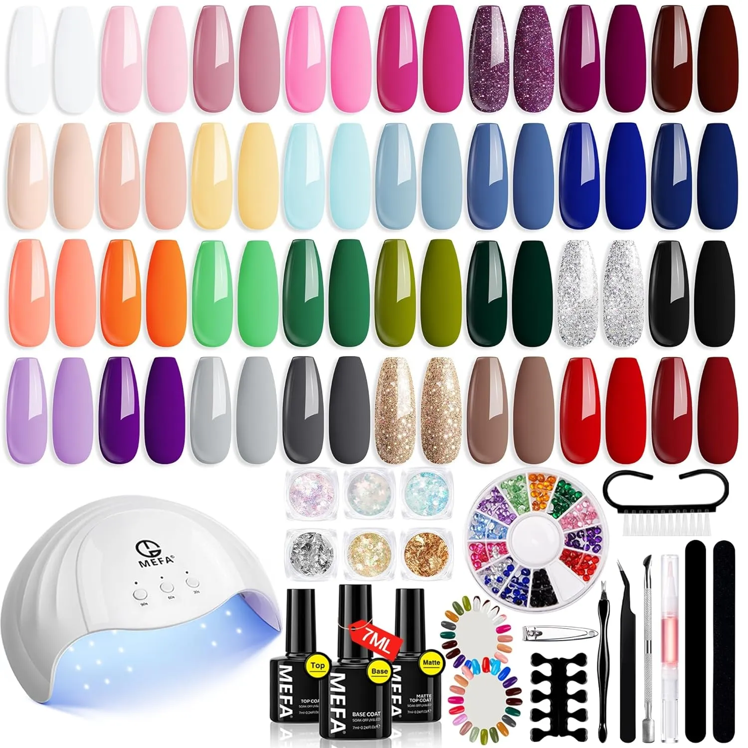 56-Piece Professional Gel Nail Polish Set with 48W LED Lamp & 32 Colors for DIY Manicure