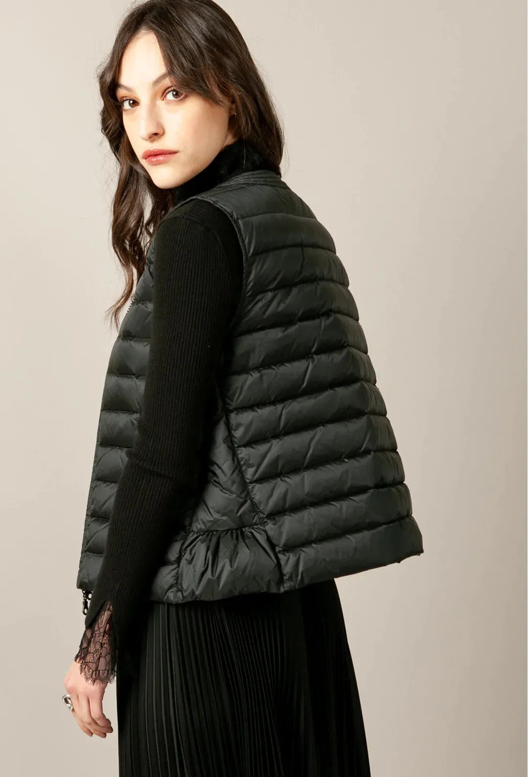 Alexia Puff Vest - Black