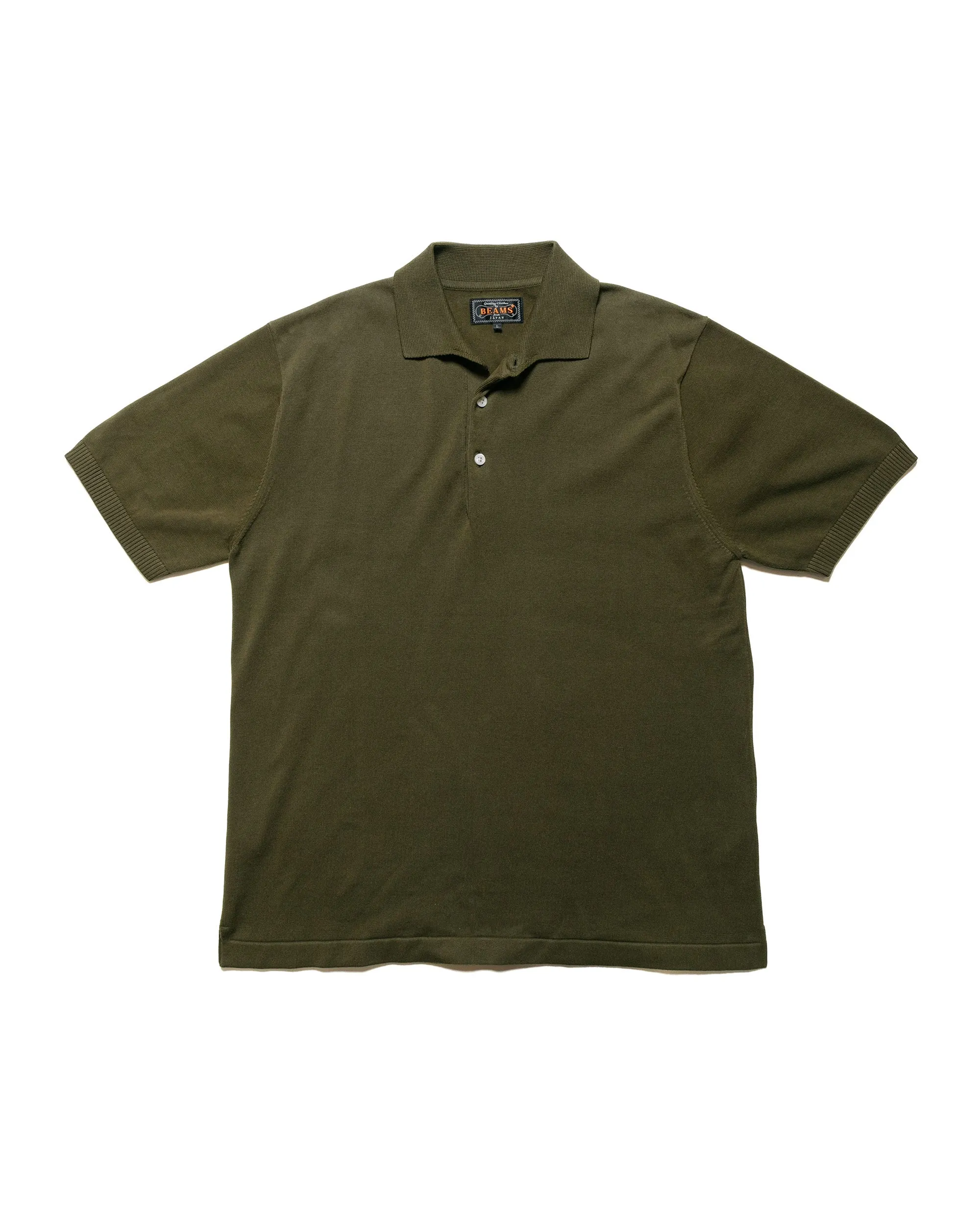 Beams Plus Knit Polo Solid 12G Green