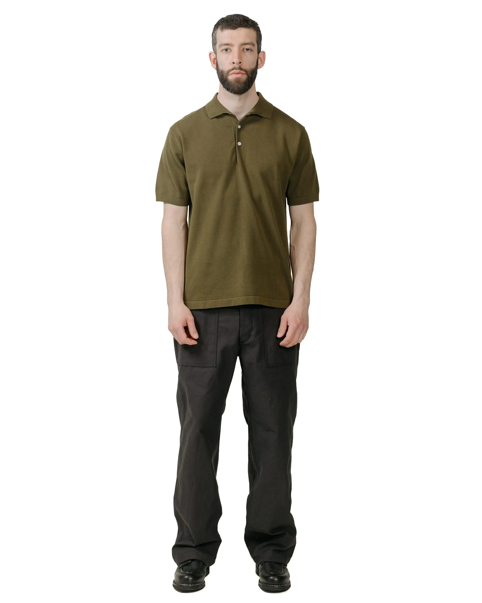 Beams Plus Knit Polo Solid 12G Green