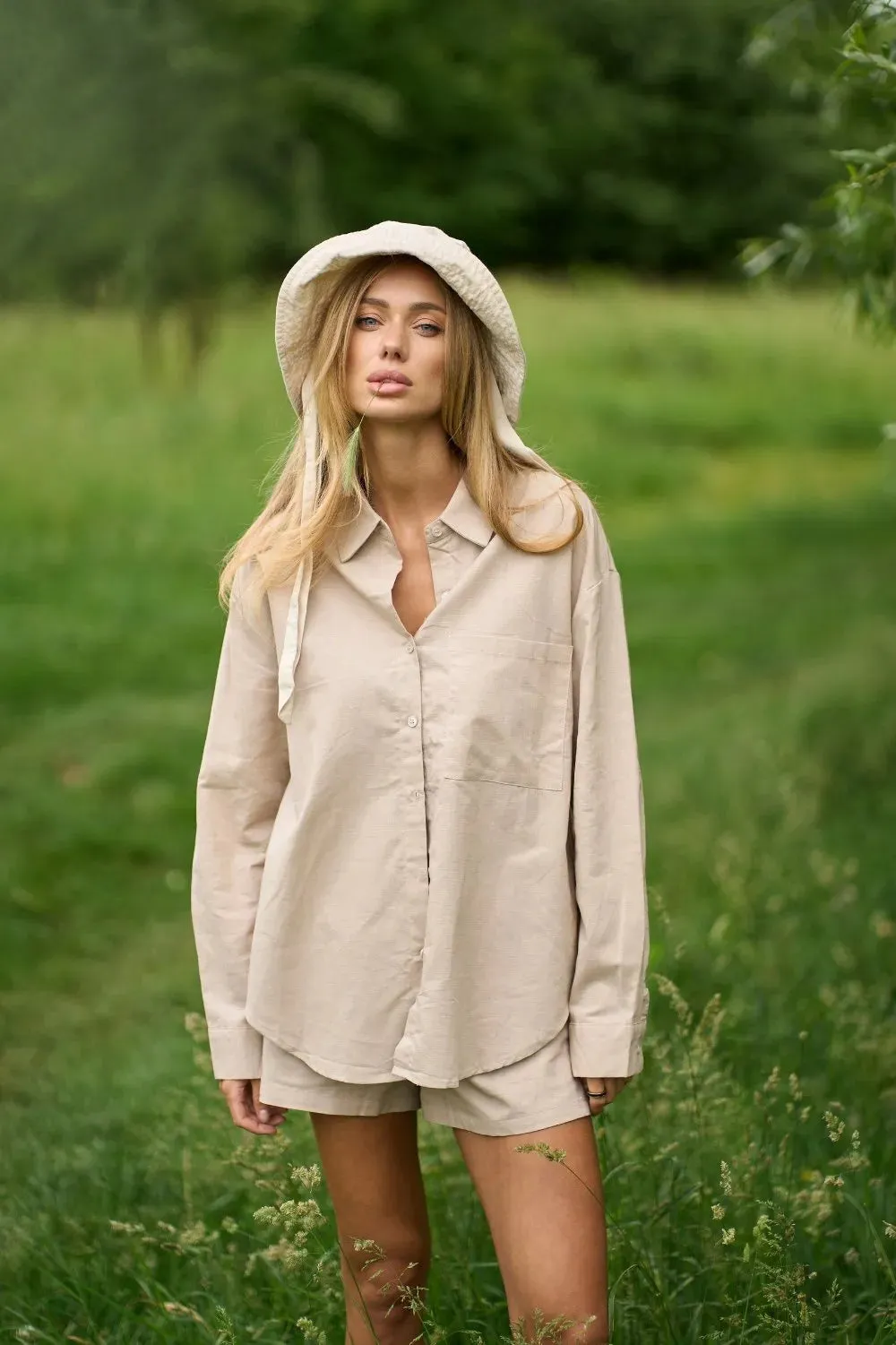 Beige Linen Blend Shirt