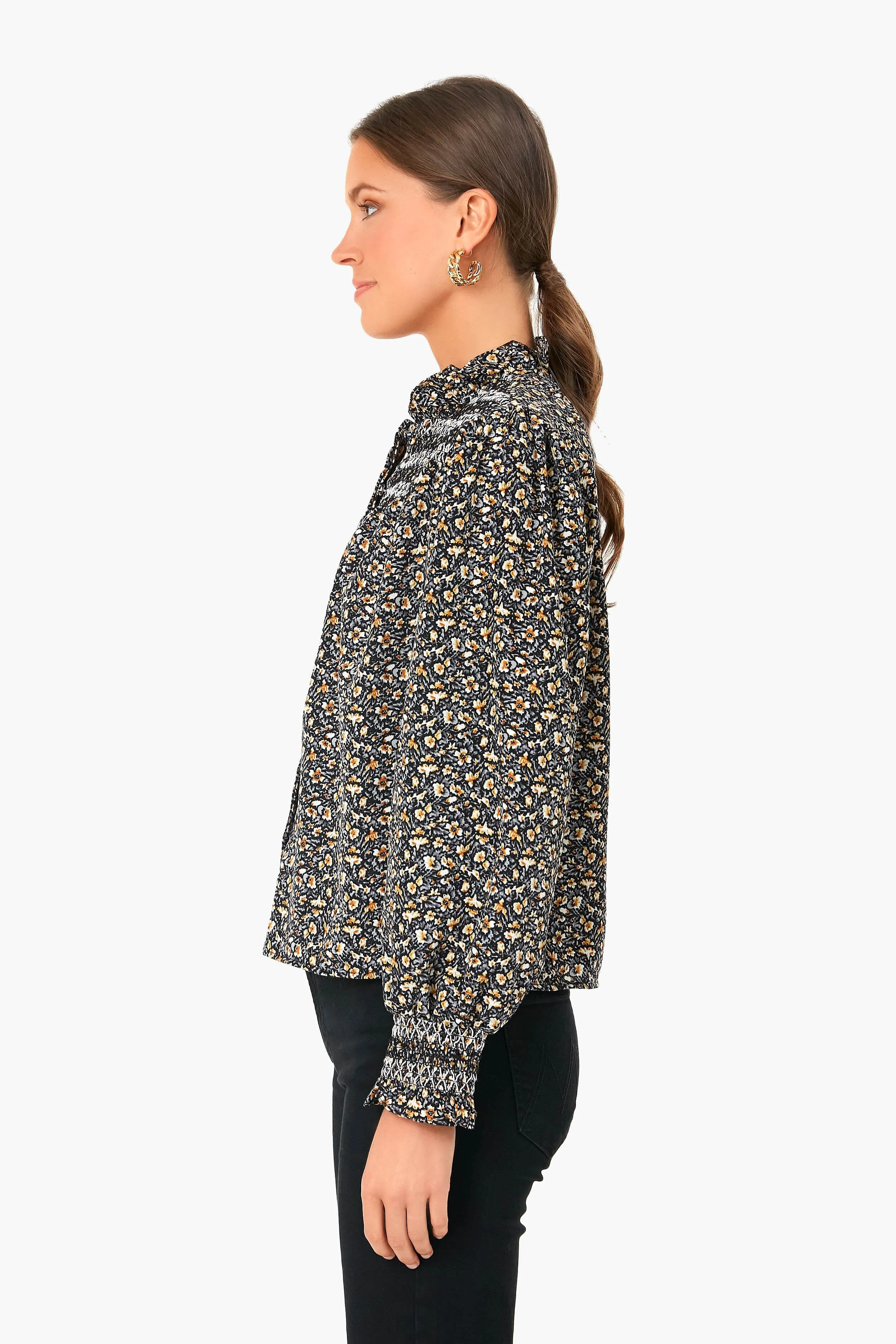 Black Floral Long Sleeve Nicole Shirt