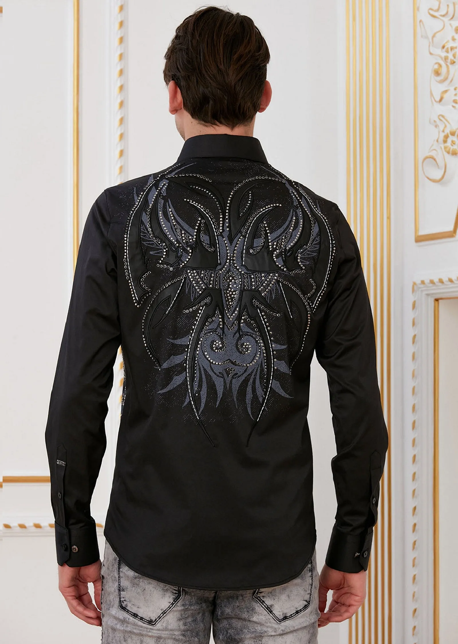 Black Wings Rhinestone Shirt