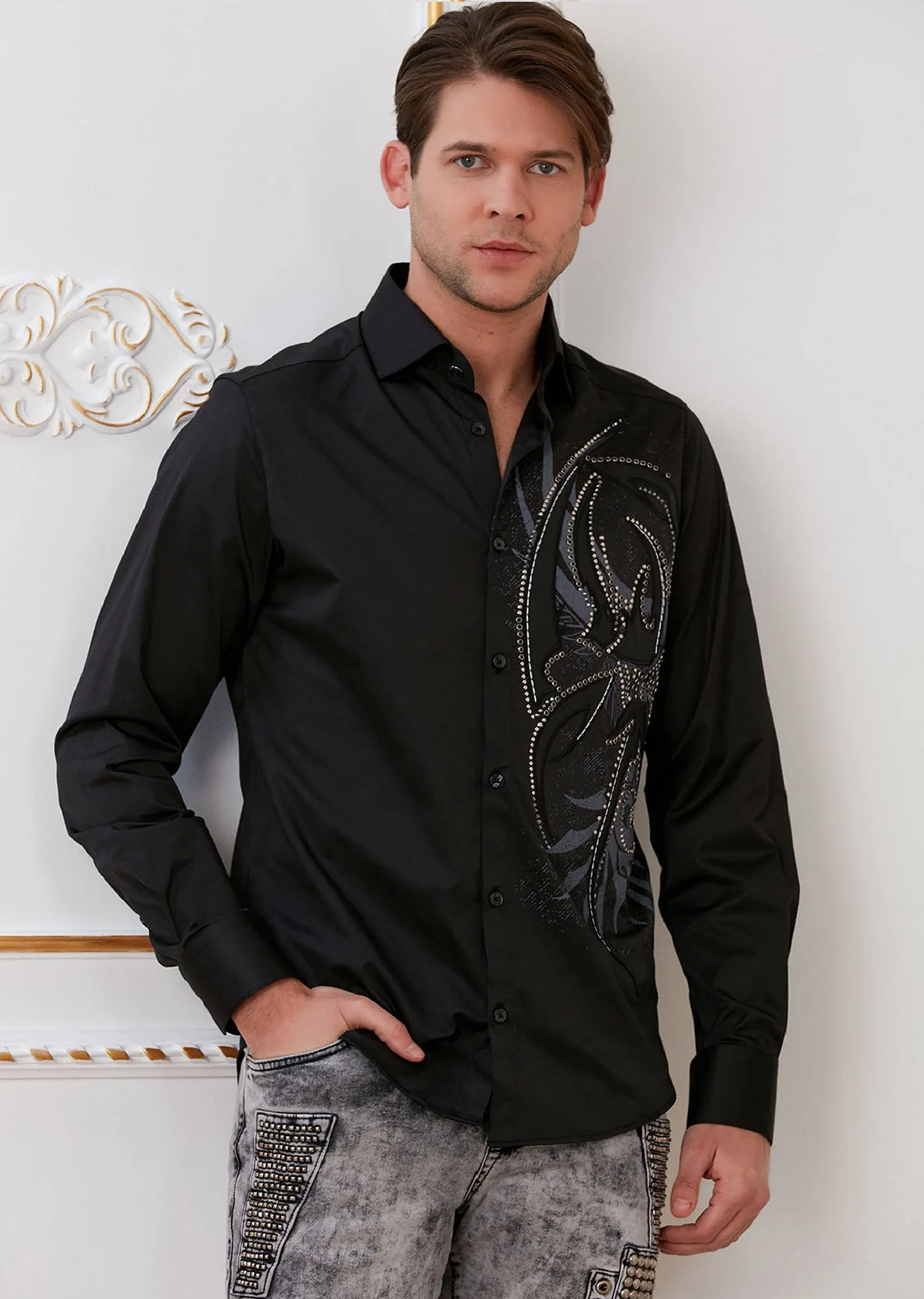 Black Wings Rhinestone Shirt