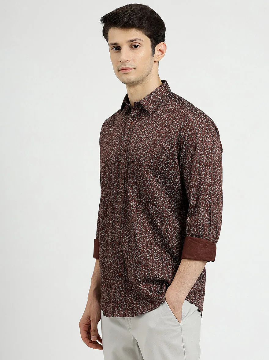 Brown Solid Smart Fit Semi Casual Shirt | Greenfibre