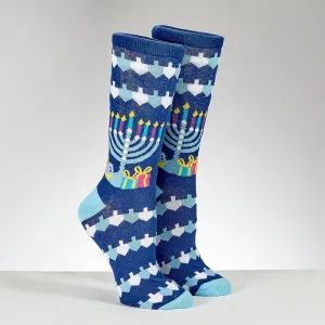 Chanukah Socks,"ugly Sweater",cotton Blend,adult Crew,carded