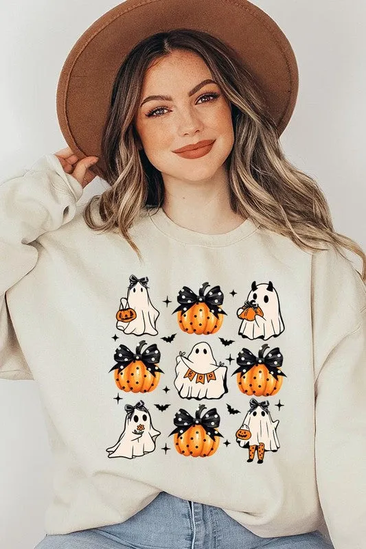 Cute Ghost Fall Pumpkin Graphic Fleece Sweatshirts