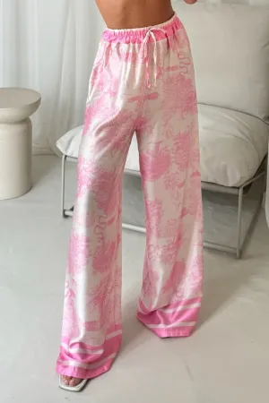 Daniella pink jungle satin trousers