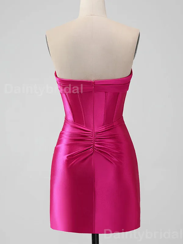 Elegant Sweetheart Mermaid Azalea Satin Short Homecoming Dresses Online, HD0694