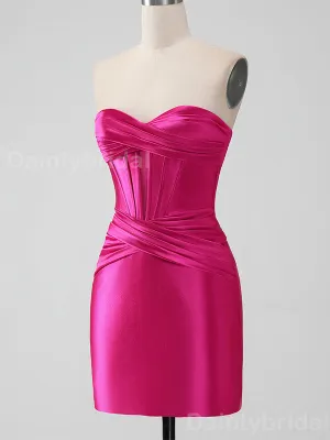 Elegant Sweetheart Mermaid Azalea Satin Short Homecoming Dresses Online, HD0694