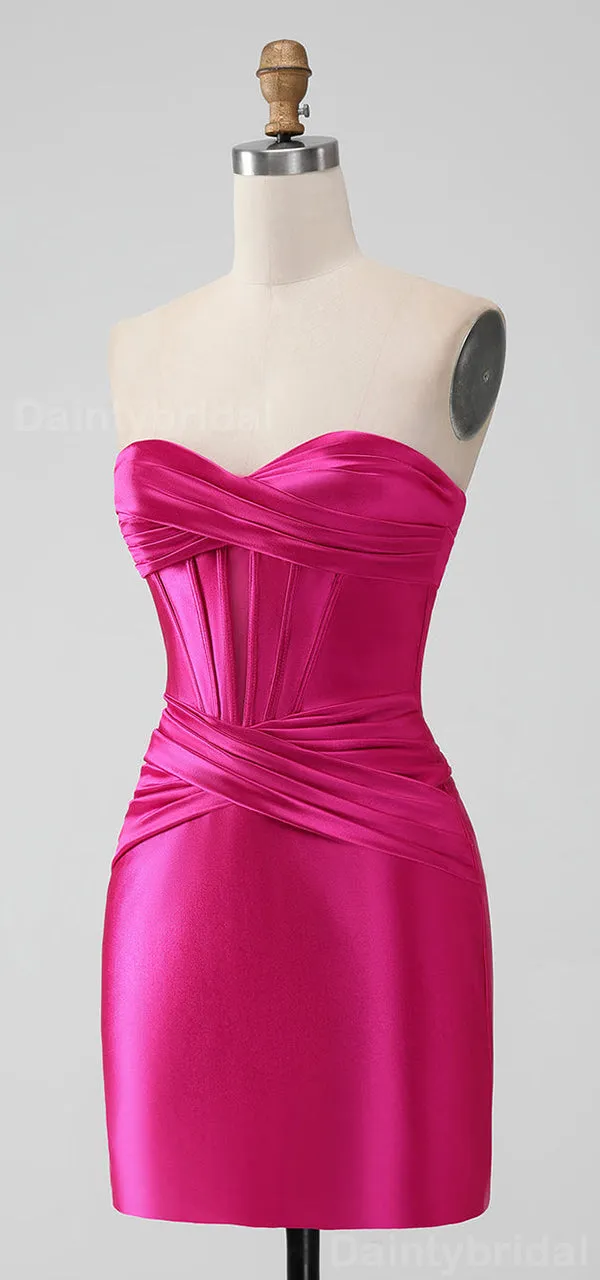 Elegant Sweetheart Mermaid Azalea Satin Short Homecoming Dresses Online, HD0694