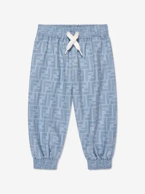 Fendi Baby Boys Chambray FF Logo Trousers in Blue