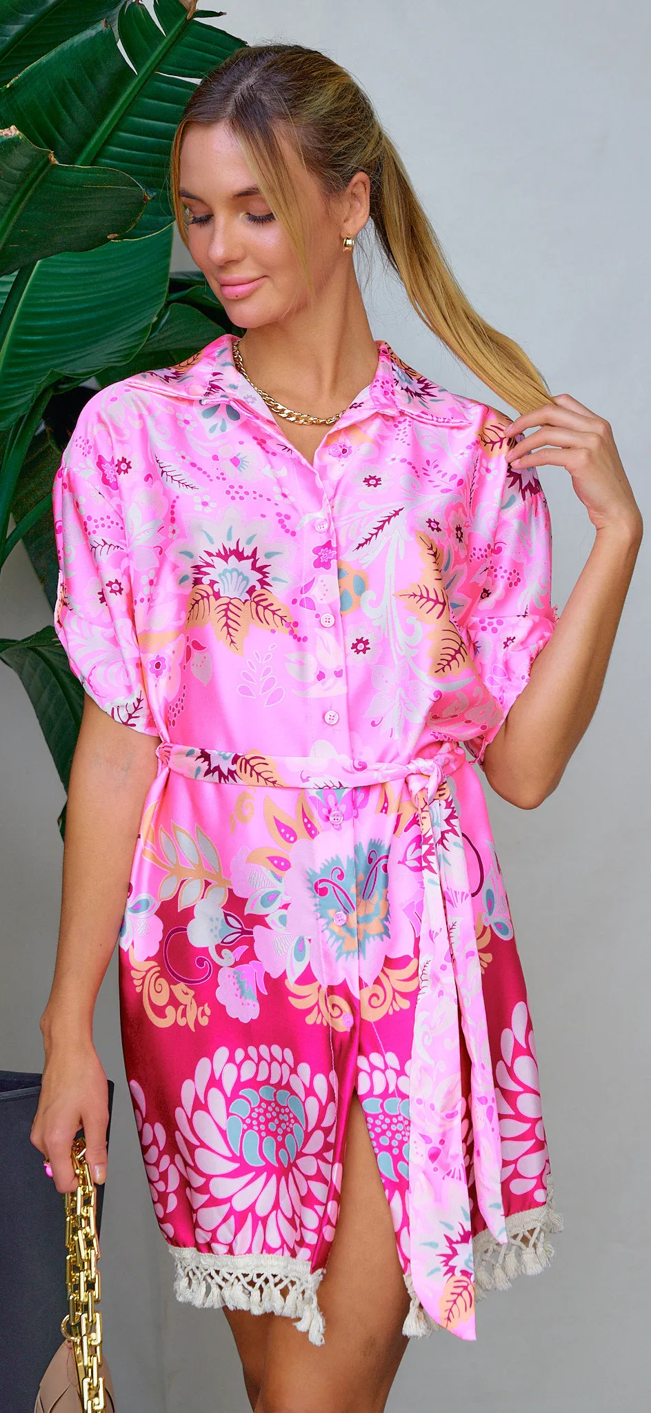 Floral Print Satin Midi Dress