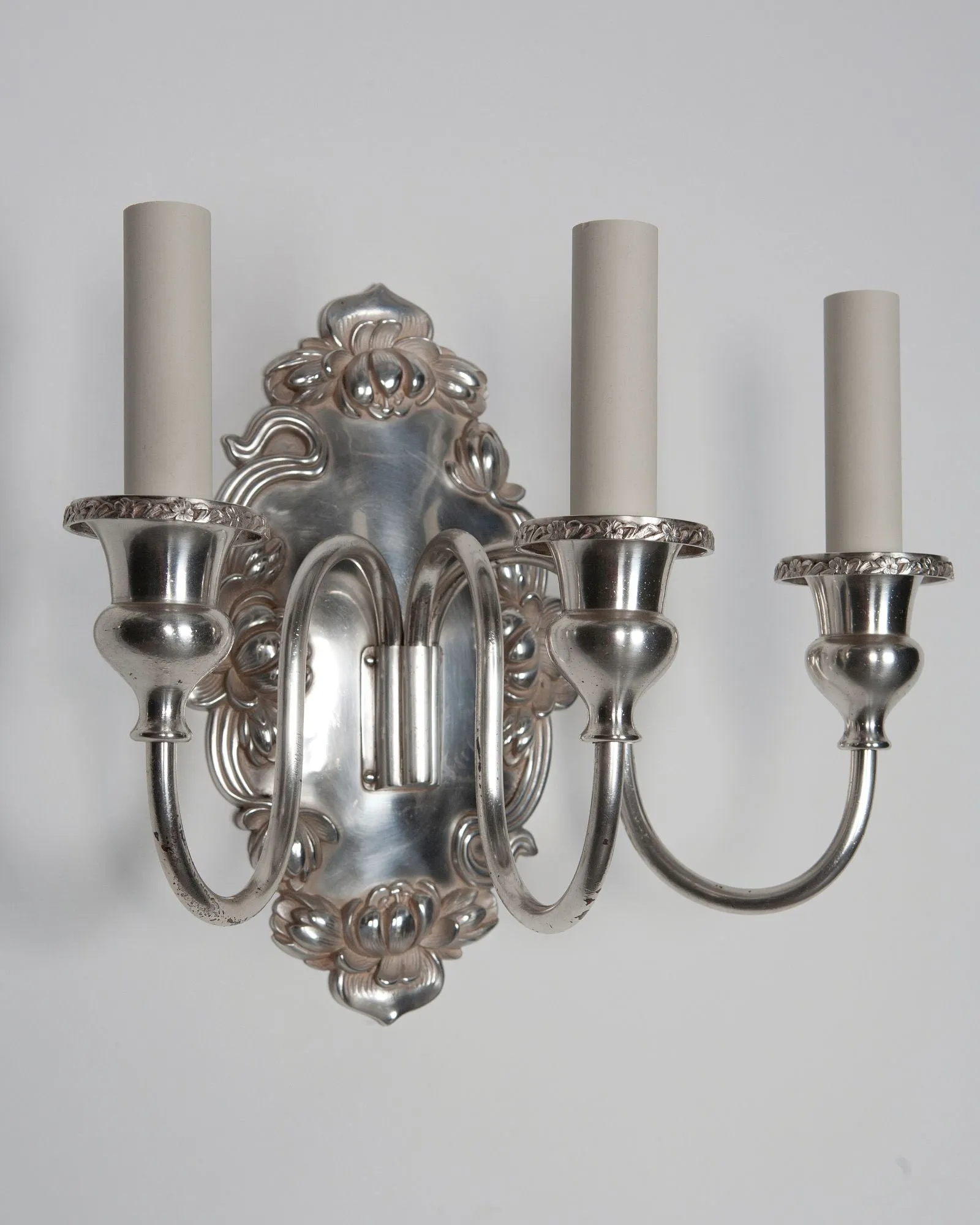 Foliate Silverplate Sconces by Sterling Bronze Co.