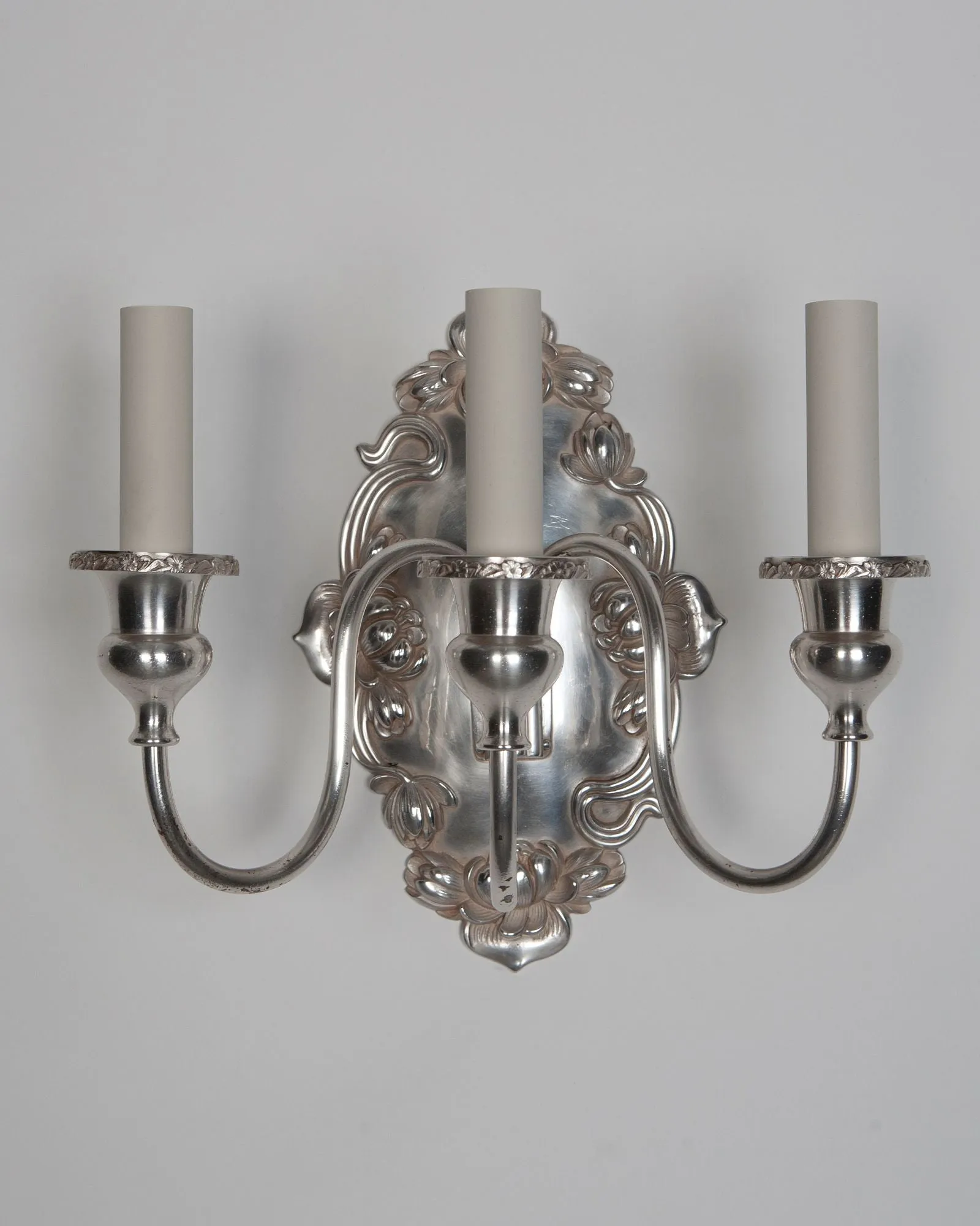 Foliate Silverplate Sconces by Sterling Bronze Co.