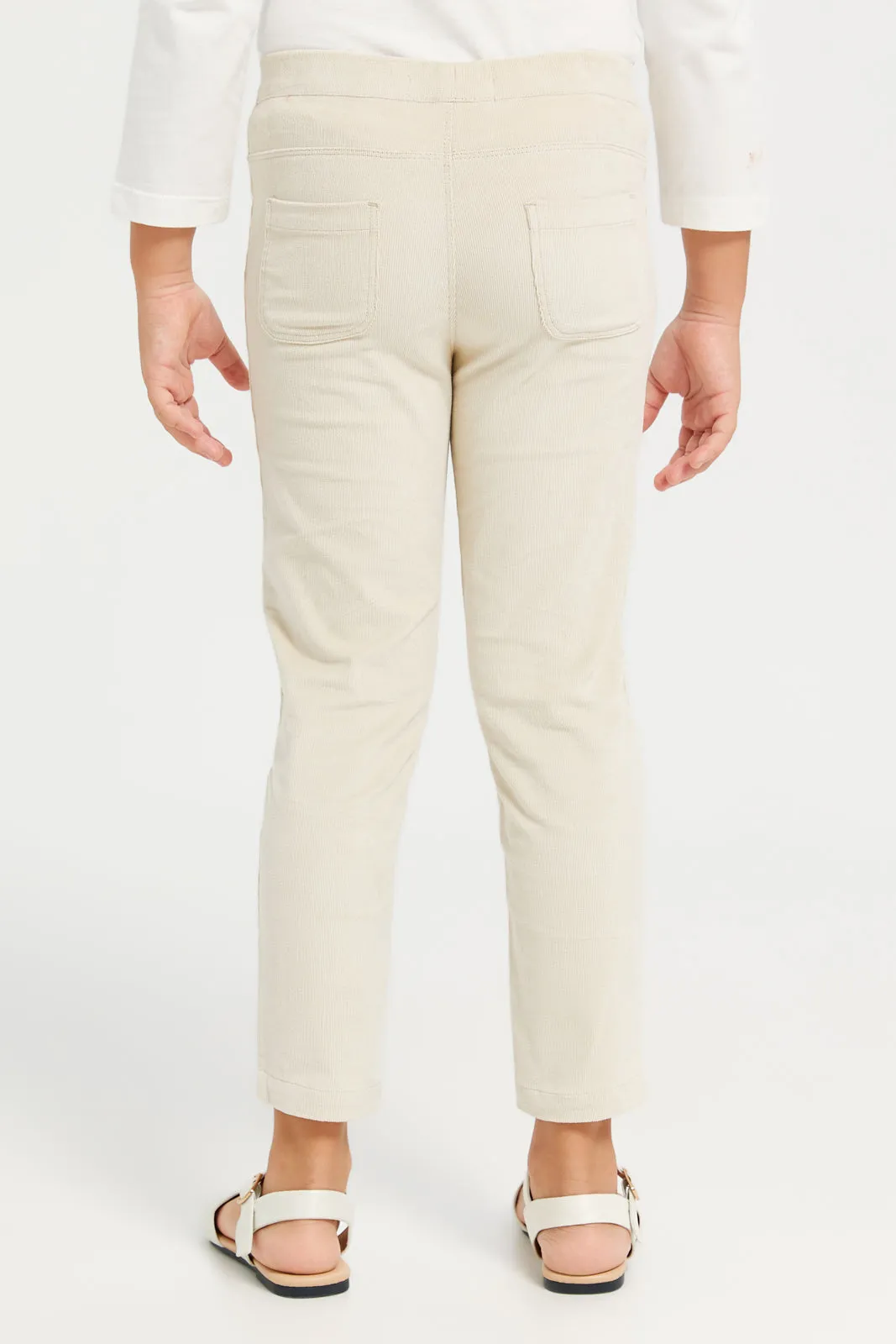 Girls Cream Straight Fit Trousers