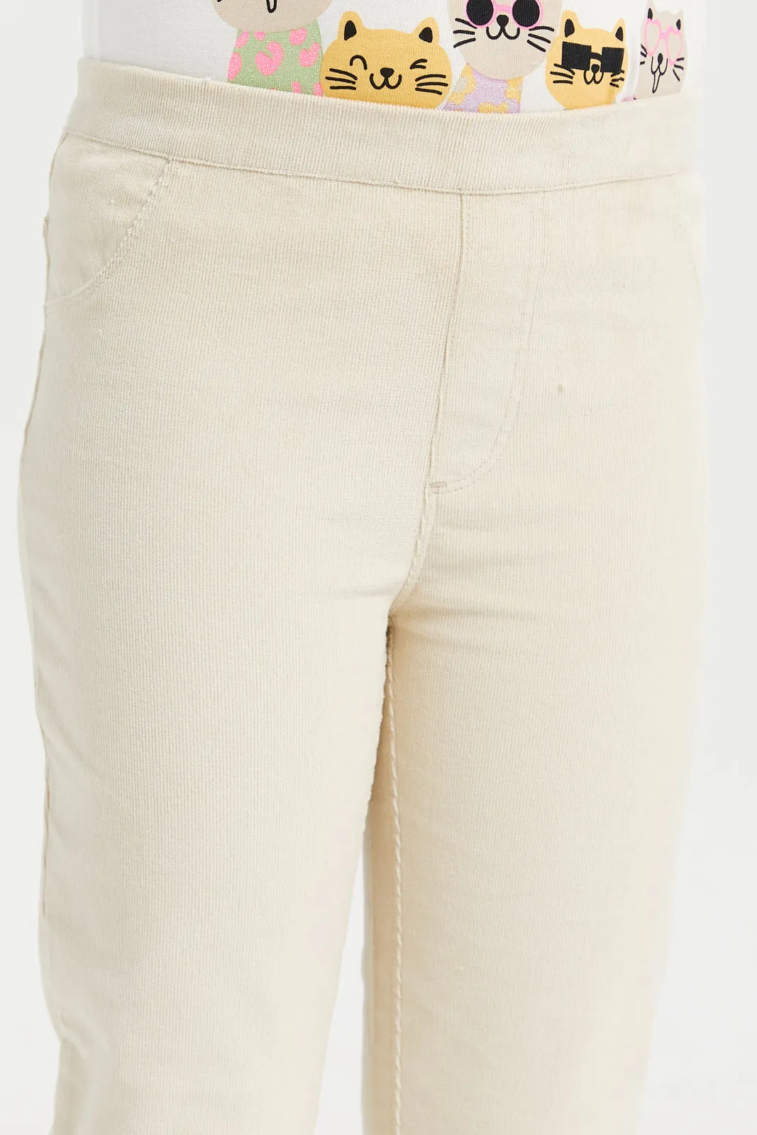 Girls Cream Straight Fit Trousers