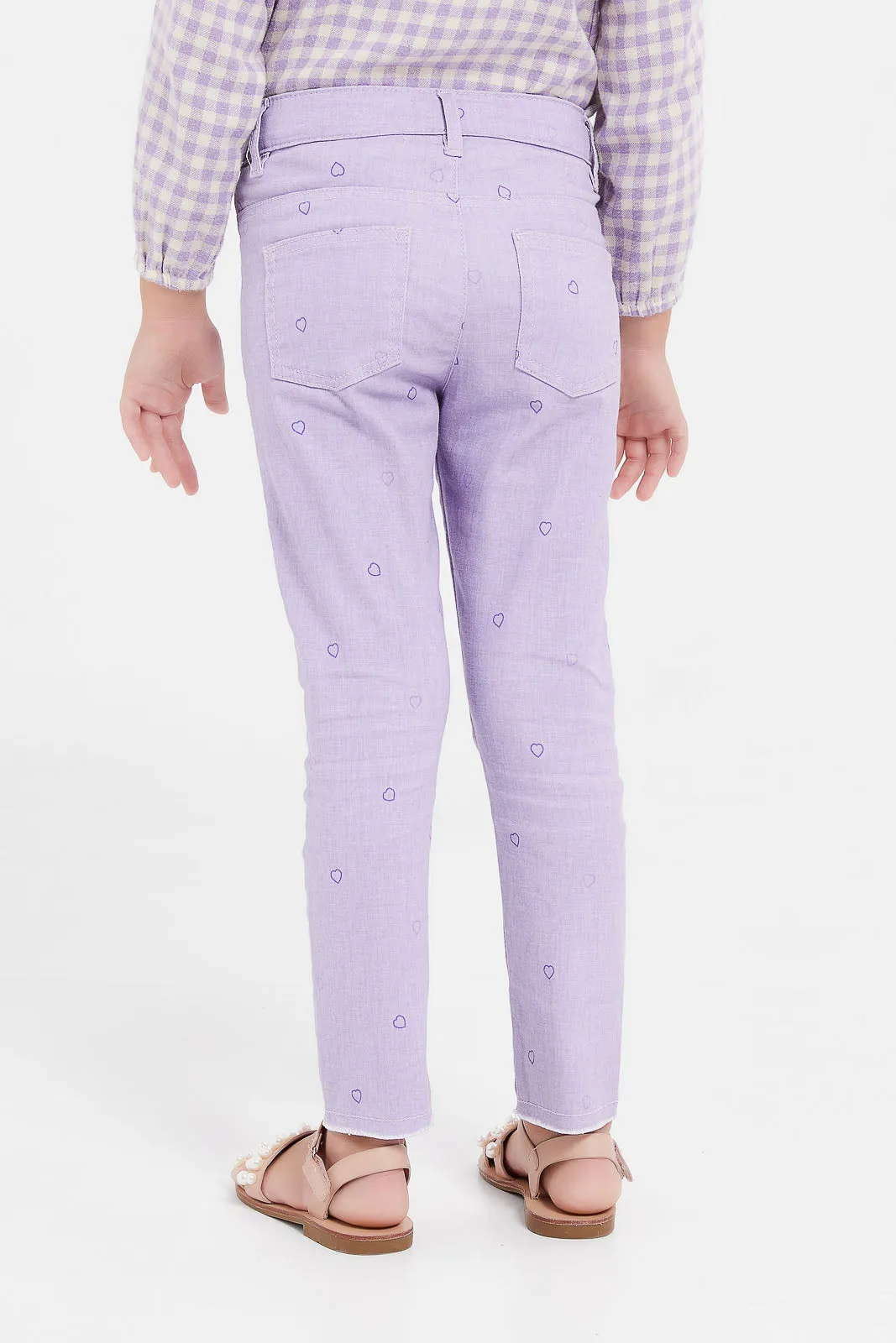 Girls Lilac Plain Skinny Fit Trousers