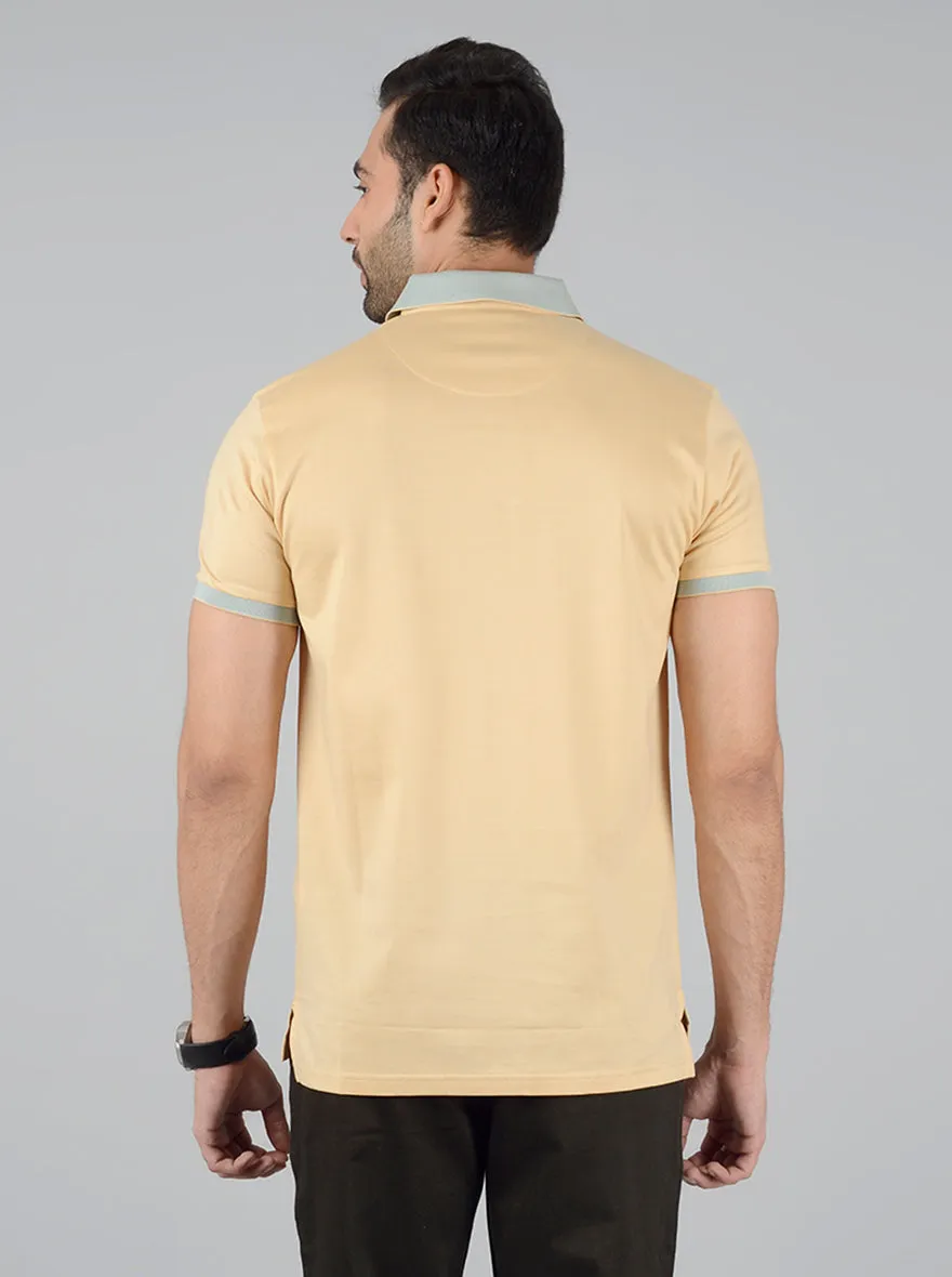 Golden Solid Slim Fit Polo T-Shirt | JadeBlue