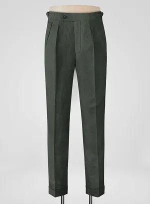 Heavy Linen Green Highland Trousers