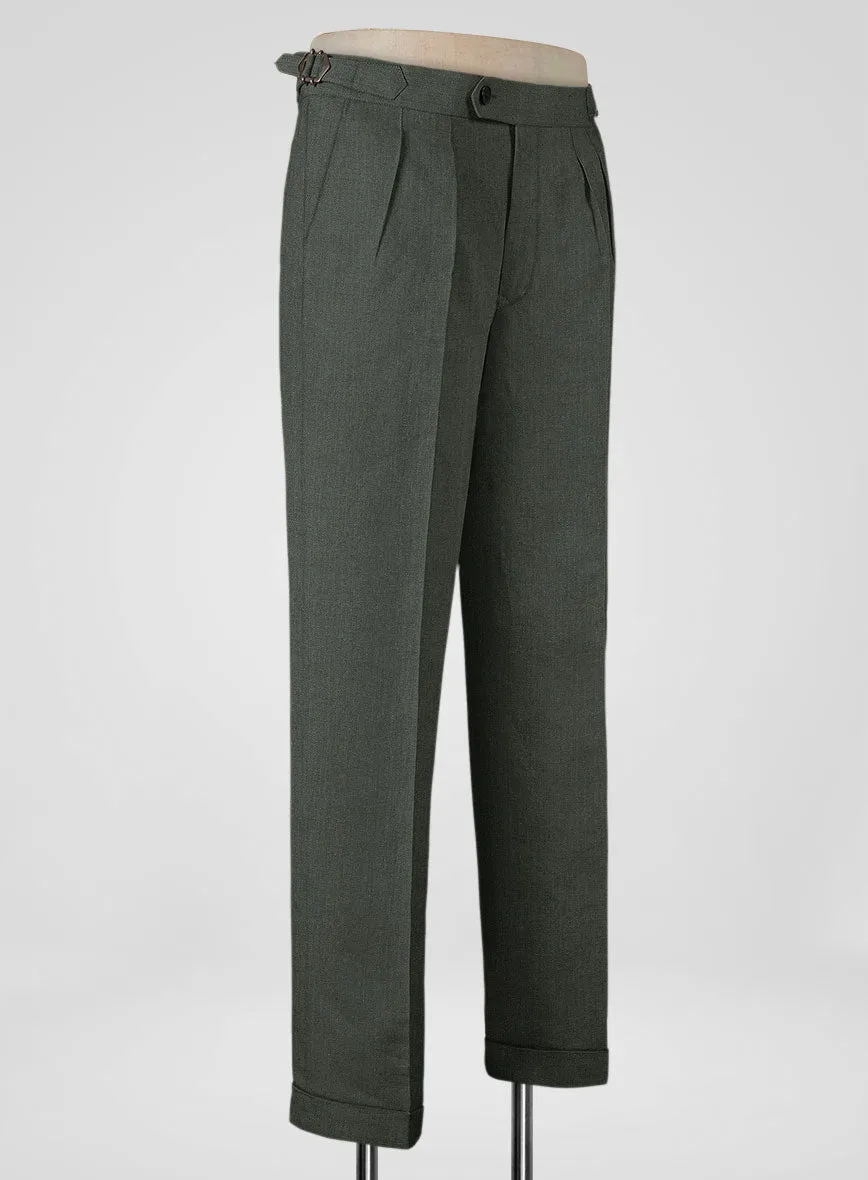 Heavy Linen Green Highland Trousers