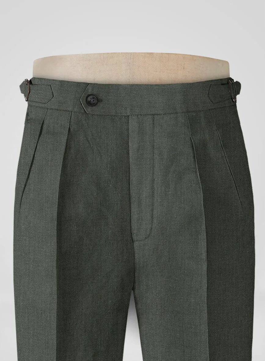 Heavy Linen Green Highland Trousers