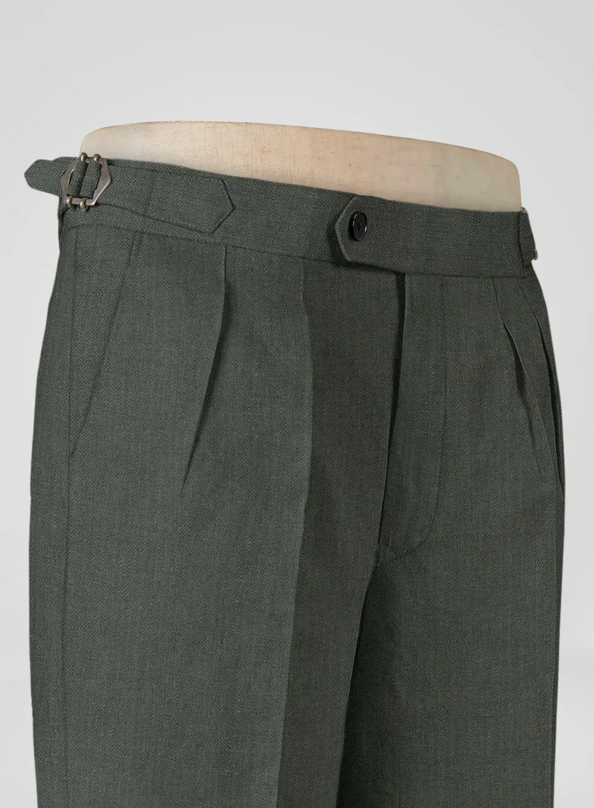 Heavy Linen Green Highland Trousers