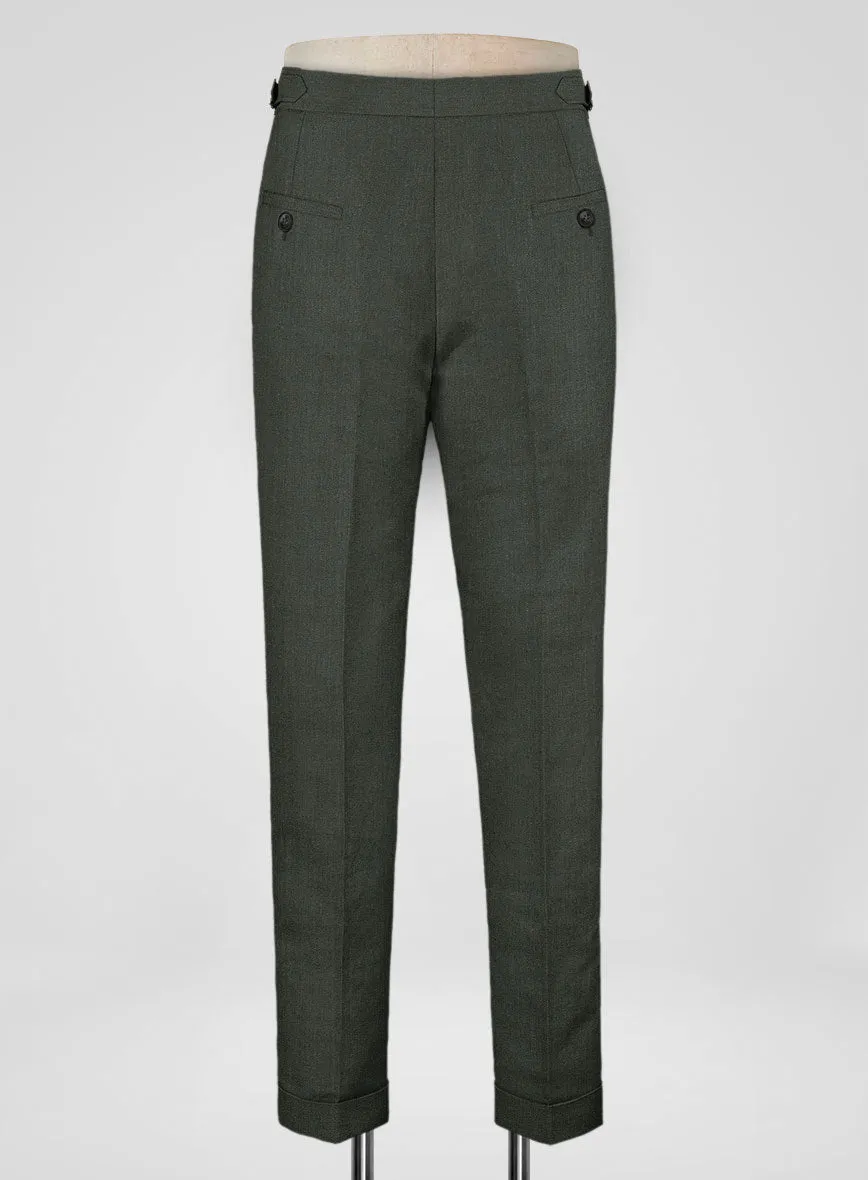 Heavy Linen Green Highland Trousers