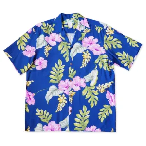 Honeymoon Royal Blue Hawaiian Rayon Shirt