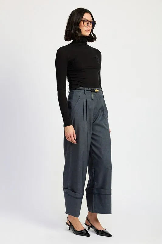 Hot Girl Executive Order Fold Over Wide Leg Slouch Pants