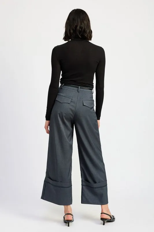 Hot Girl Executive Order Fold Over Wide Leg Slouch Pants