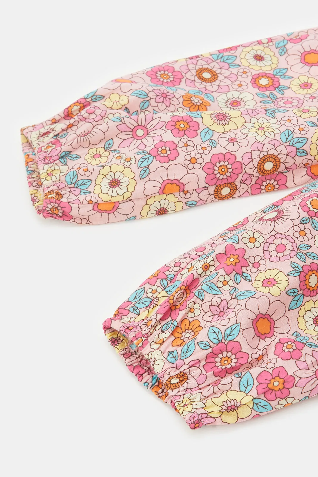 Infant Girls Pink Floral Print Trousers