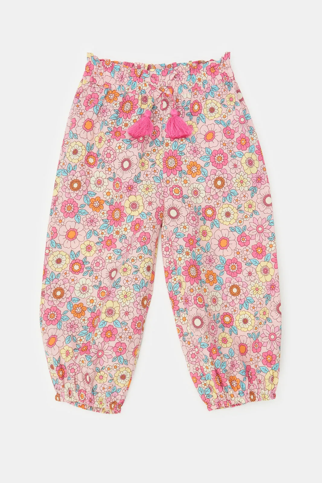 Infant Girls Pink Floral Print Trousers