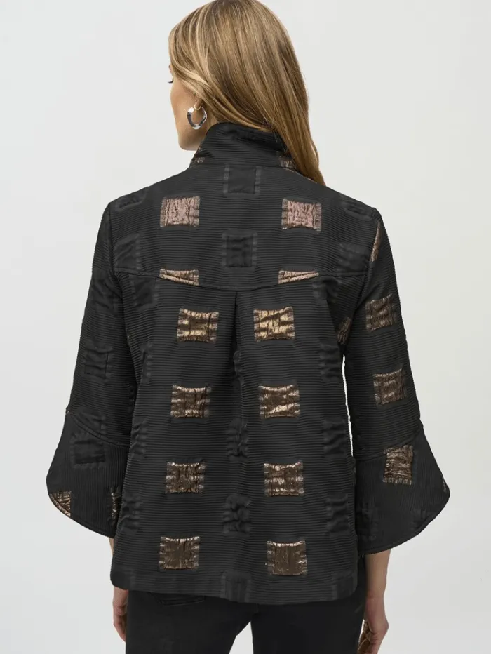 Joseph Ribkoff Geometric Lurex Jacquard Trapeze Jacket 244205 Col 275