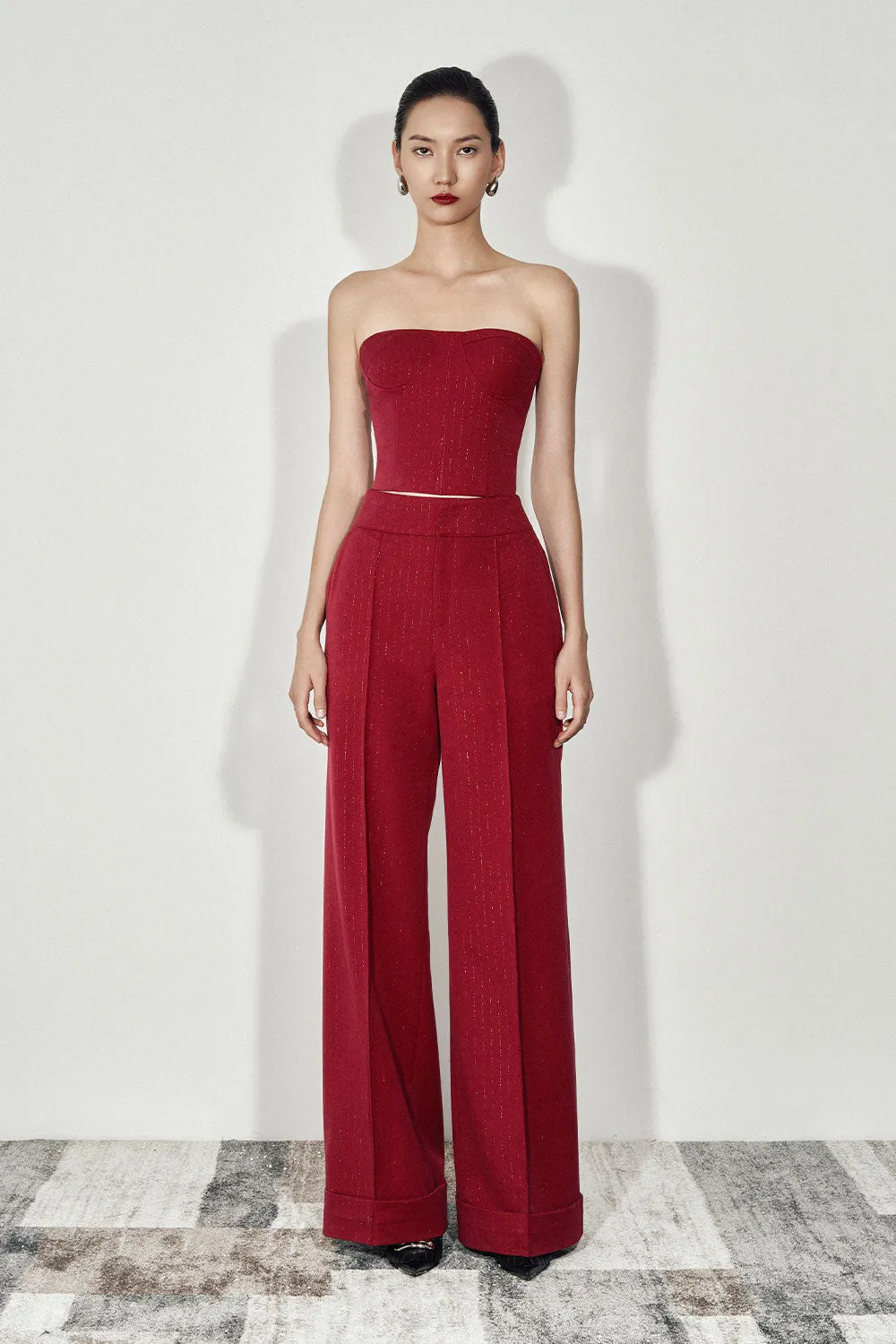 Kendra Straight High Waist Twill Floor Length Pants