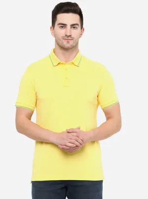 Lemon Yellow Solid Slim Fit Polo T-Shirt | JadeBlue