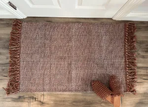 Maroon Accent Rug, Doormat Layering Rug