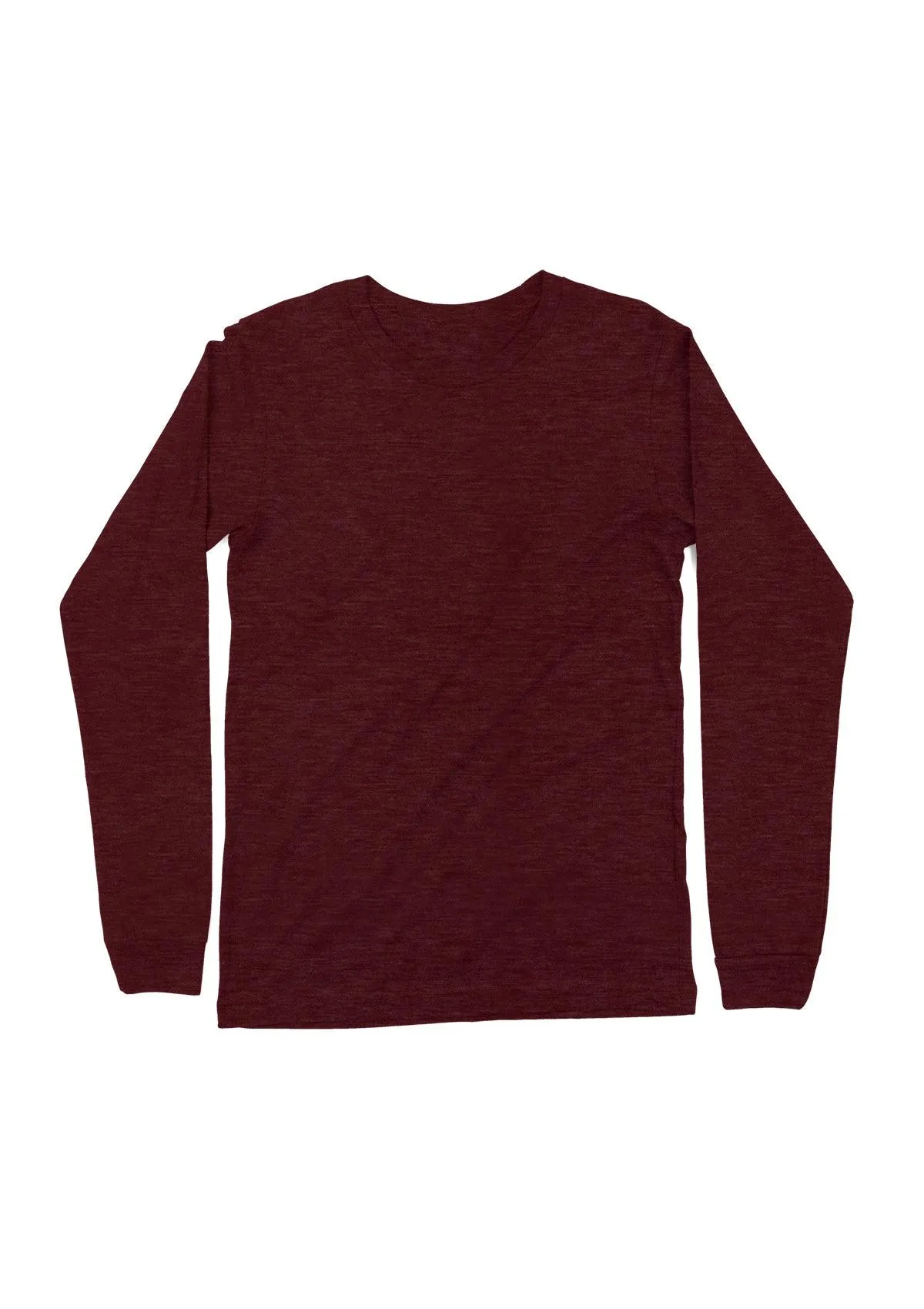 Men's Long Sleeve Crew Neck T-Shirt Maroon