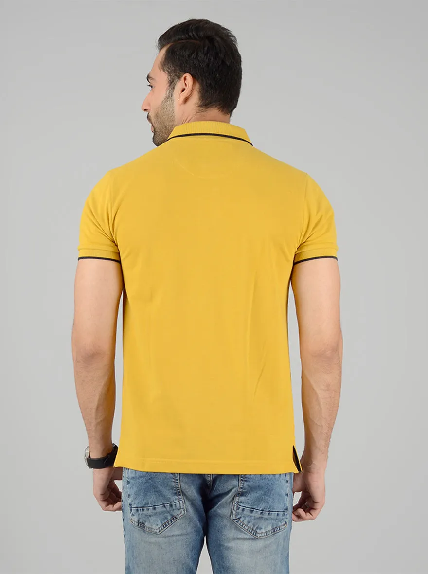 Mustard Yellow Solid Slim Fit Polo T-Shirt | Greenfibre