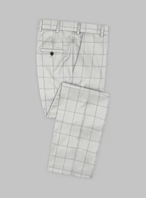 Napolean Noemi Windowpane Light Gray Wool Pants