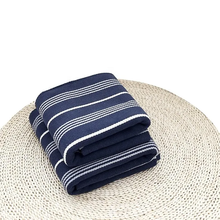 Navy Blue & White Striped Rug