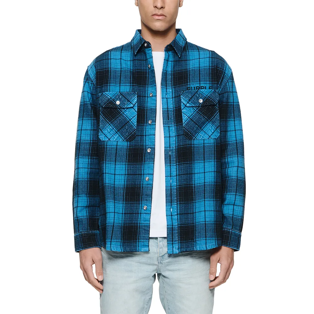 Over-dyed Flannel LS Shirt 'Blue'