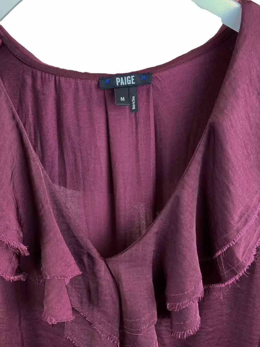 Paige, Women's Ruffle Front Blouse, Dark Currant, Size M