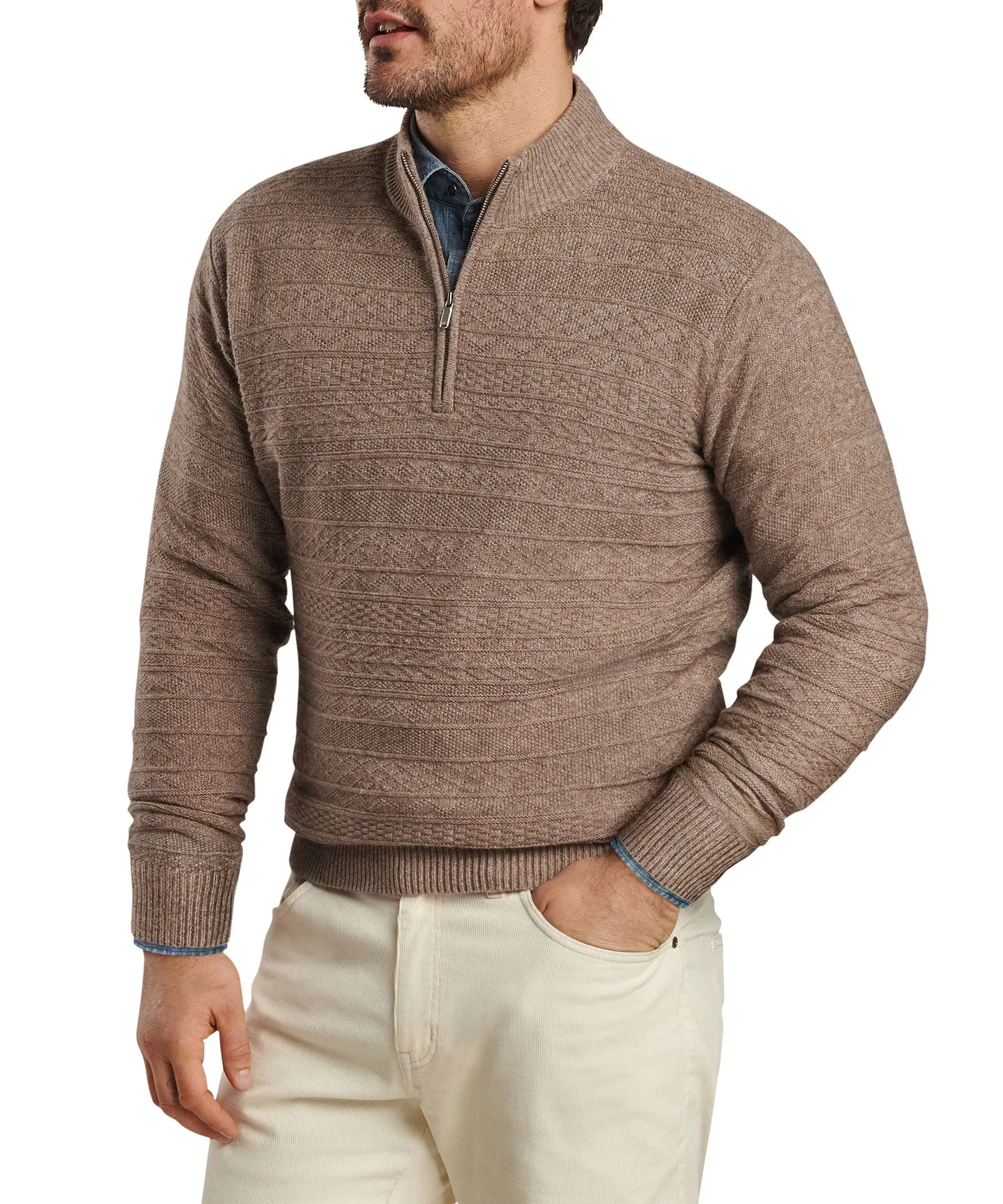 Peter Millar Crescent Texture Quarter Zip Pullover Sweater