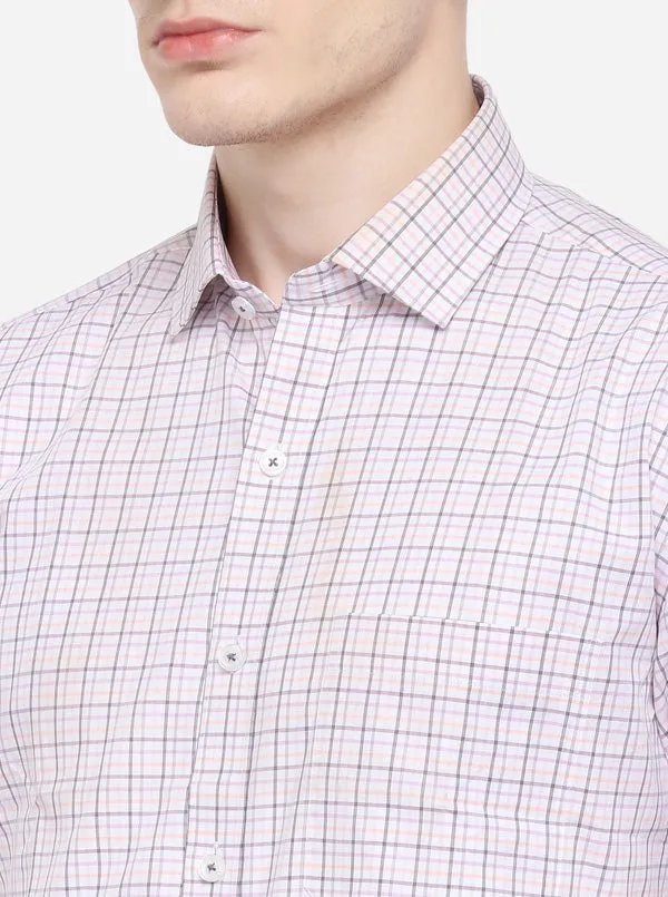 Pink Checked Regular Fit Formal Shirt | JadeBlue