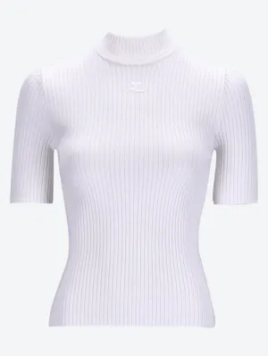 Reedition rib knit short sleeve swe