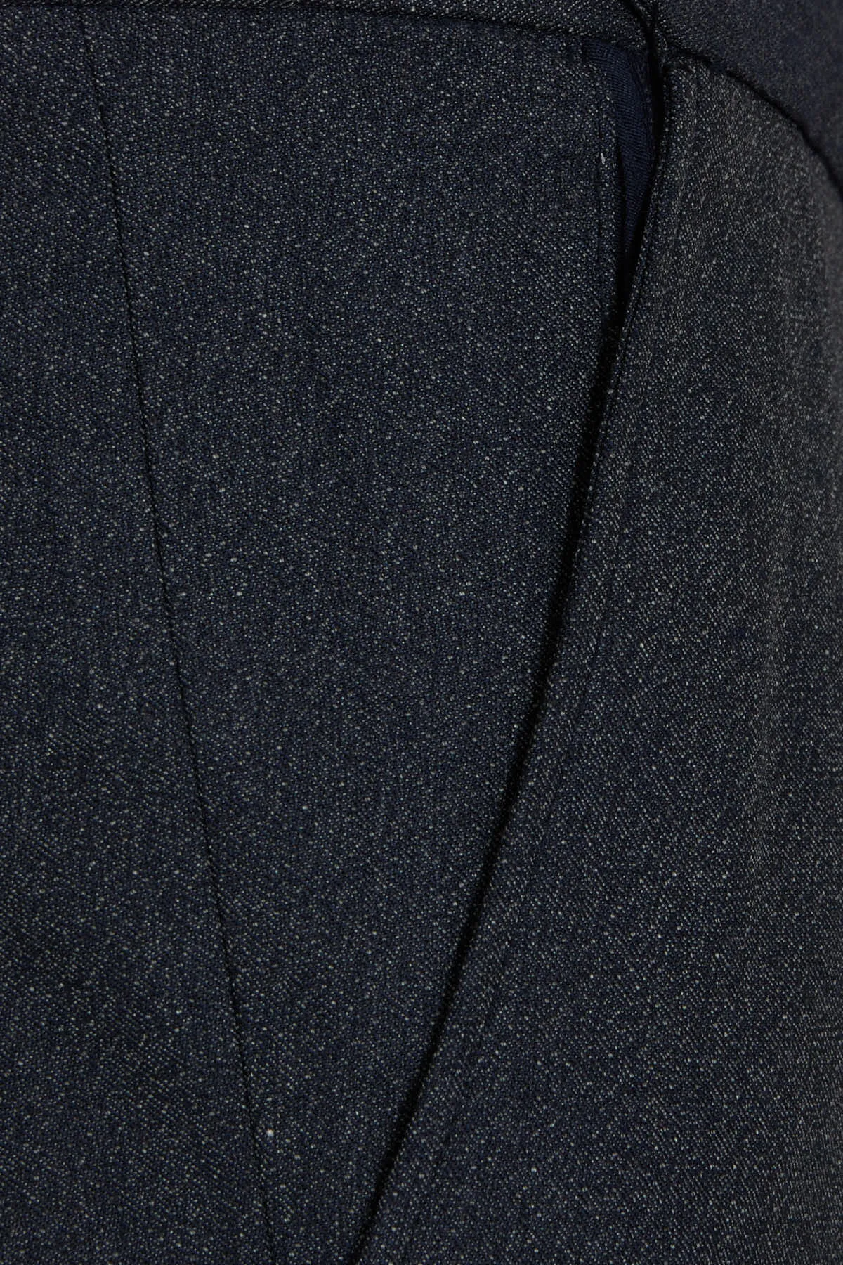 Regular Fit Side Pocket Low Waist Navy Wool Dress Pants