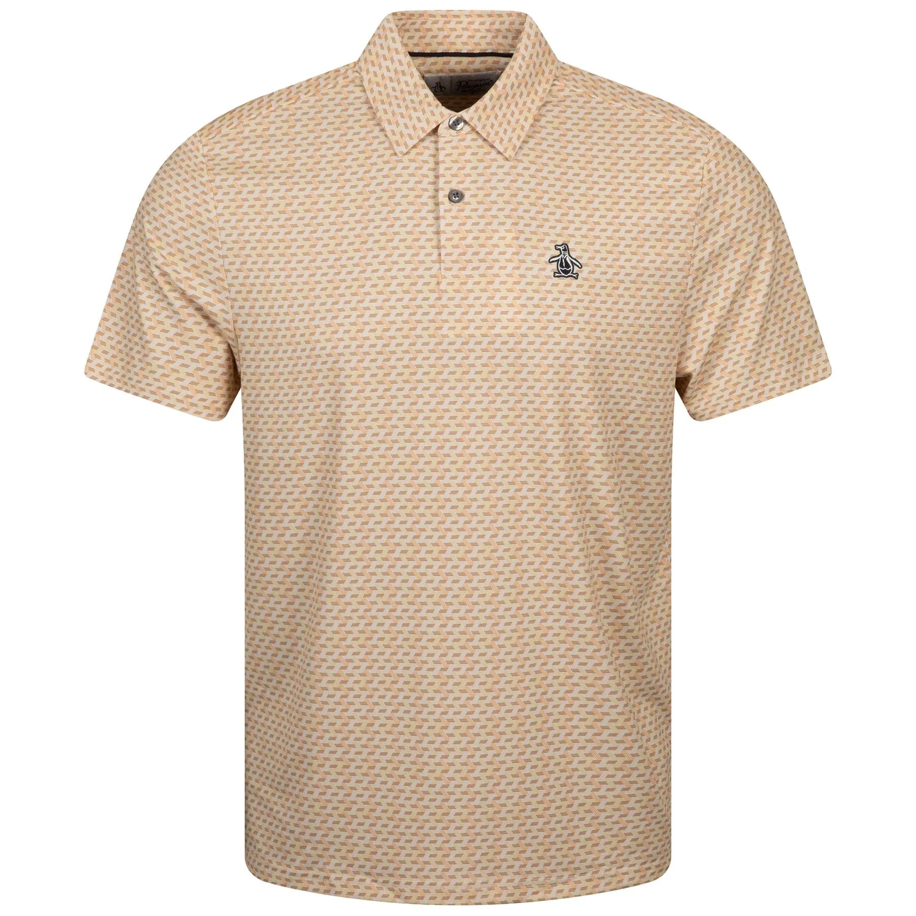 Retro Wave Pattern Print Golf Polo Warm Apricot - SS23