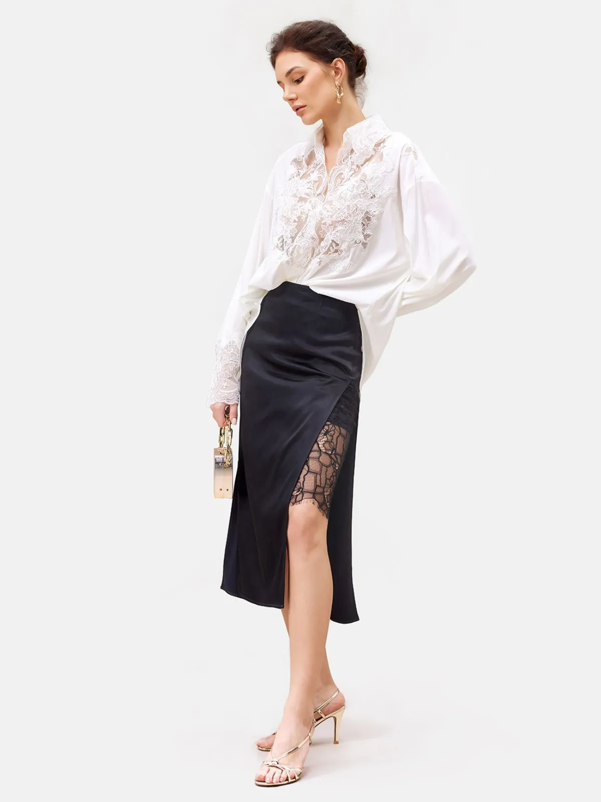 Rope Lace Embroidered Premium Silk Blouse