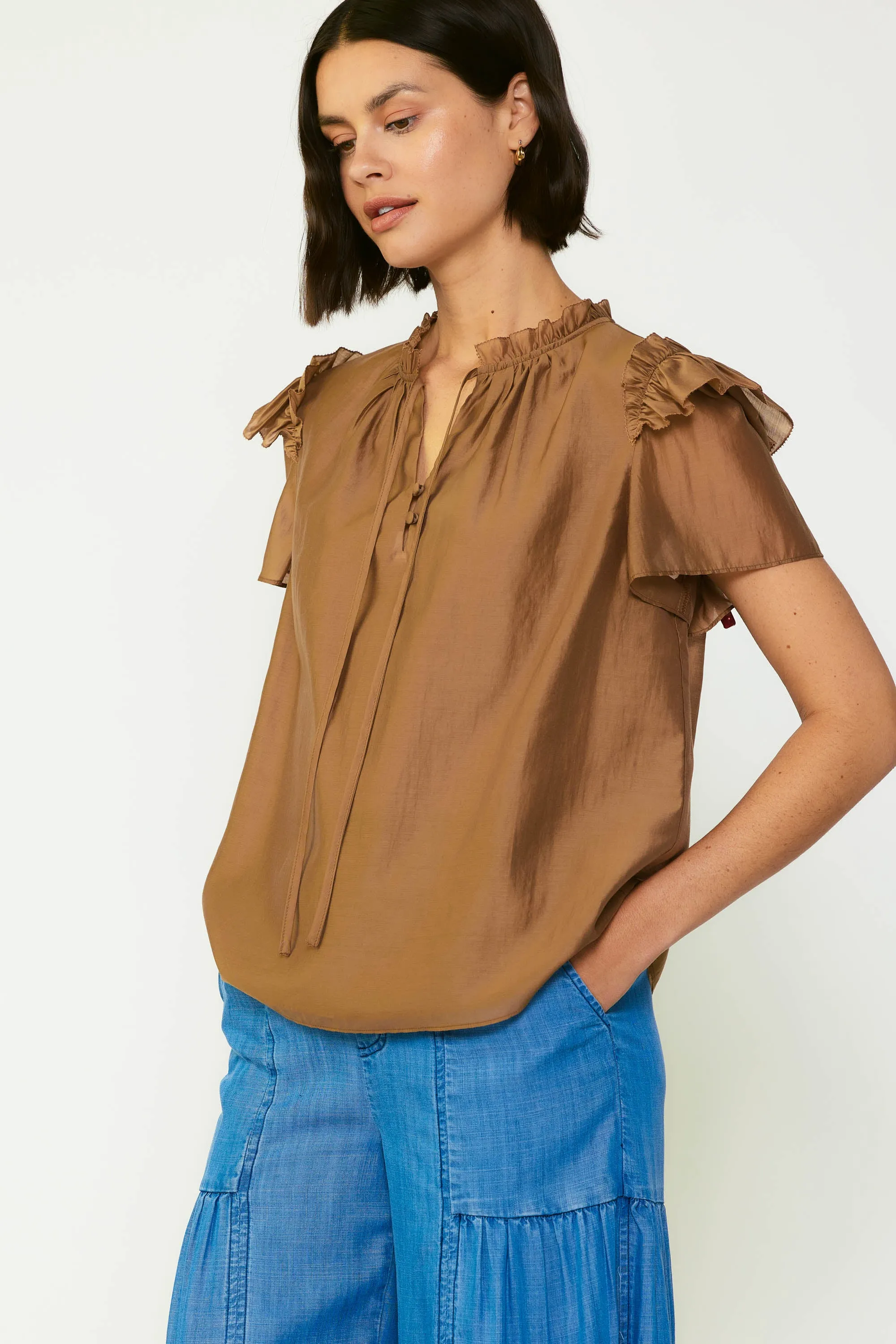 Ruffled Shoulder Blouse